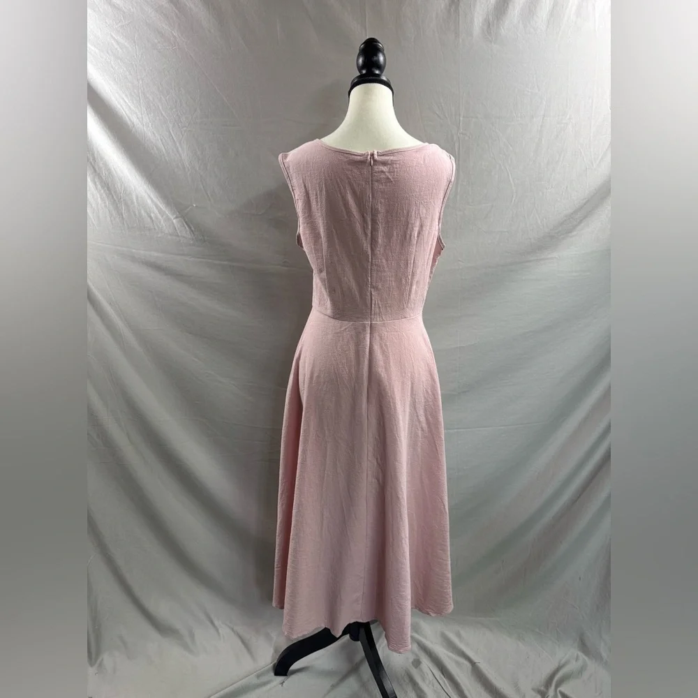Cotton A- Line Midi Dress Pink - Picture 8 of 8